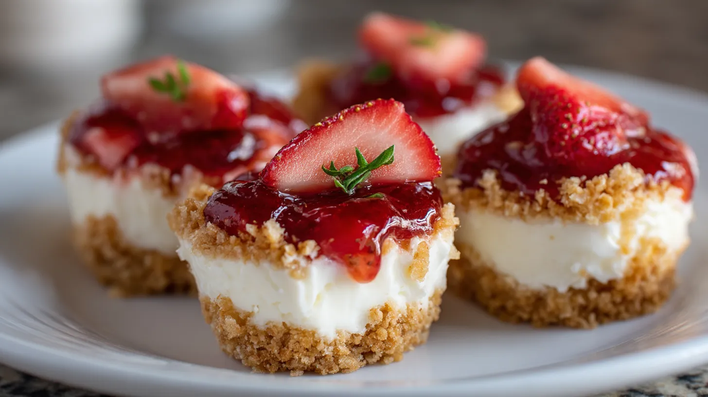 Mini Strawberry Crunch Cheesecake Bites