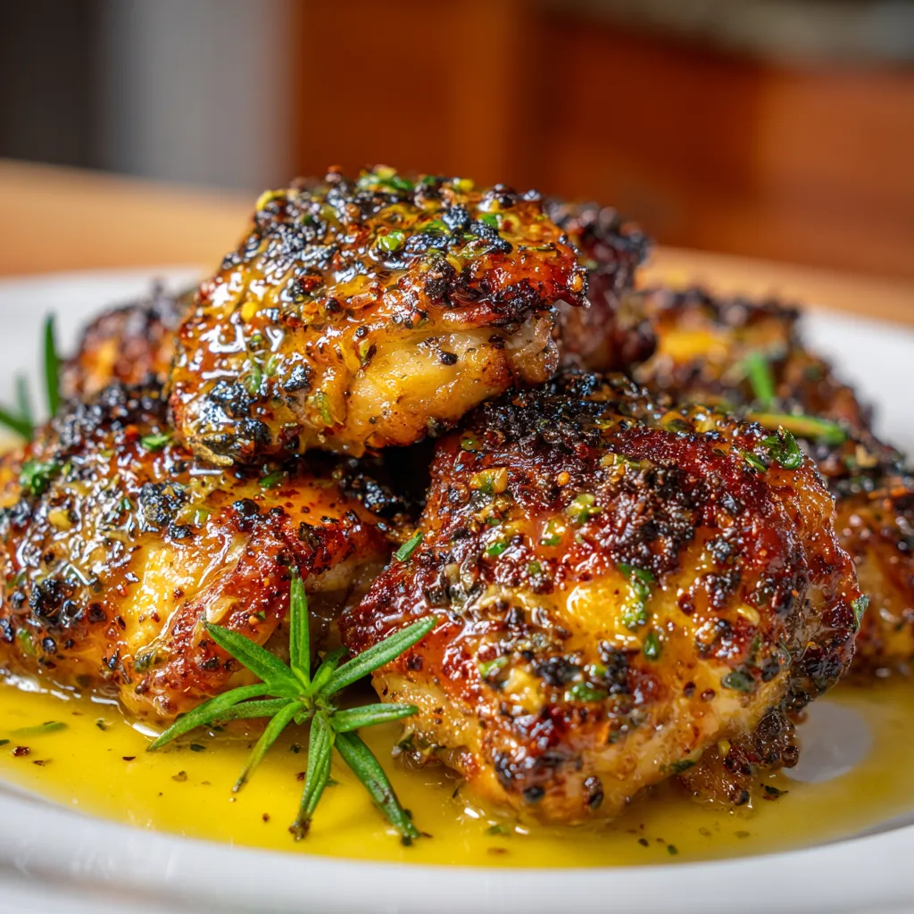 Crispy Air Fryer Chicken Thighs with Honey Mustard Glaze