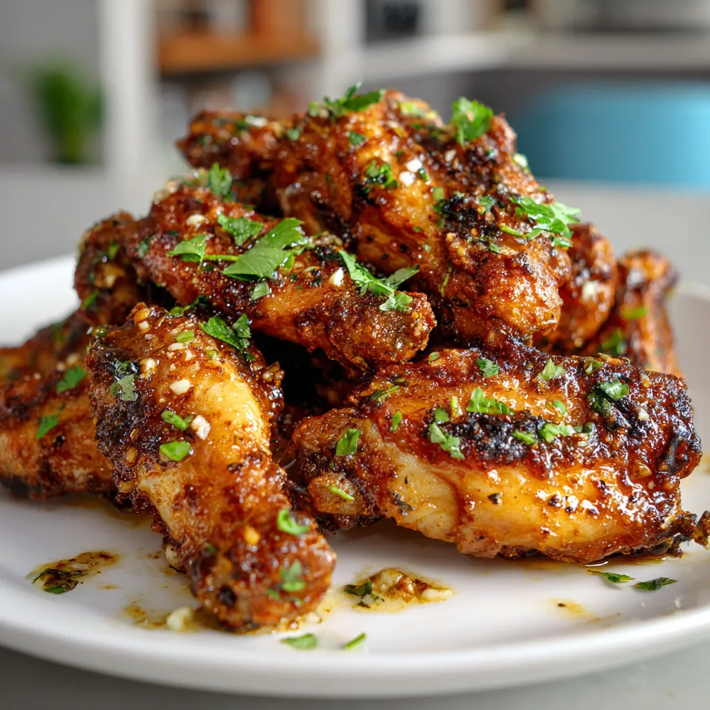 Spicy Air Fryer Chicken Wings with Garlic Butter