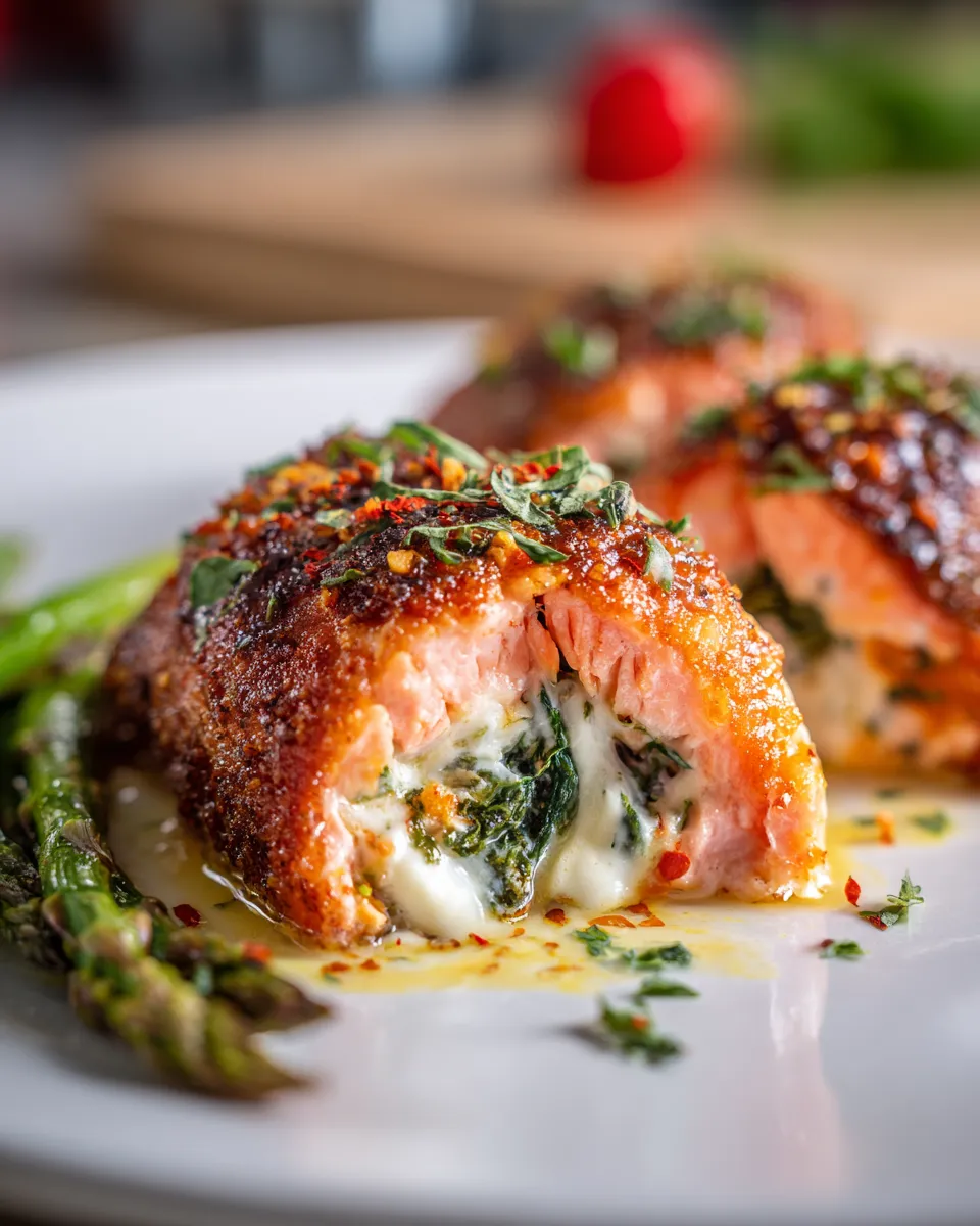 Air Fryer Stuffed Salmon for Valentine’s Day